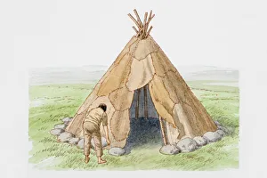 Dorling Kindersley Prints Gallery: Ancient conical tepee-like shelter