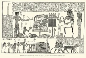 Egyptian Dynasty Prints: Ancient Egyptian Artefacts - Funeral Papyrus of Queen Mutnedjmet