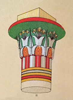 Ancient Egypt Collection: Ancient Egyptian decorative art and architecture, painted column capital from a temple at Koom Ombos