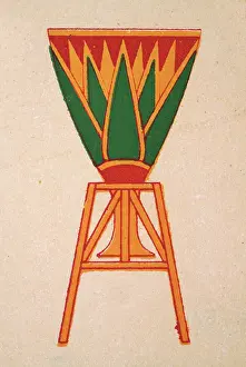 Ancient Egypt Prints: Ancient Egyptian decorative art gold and enamelled vase in the form of the Lotus