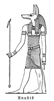 Ancient egyptian hieroglyph of Anubis god of death illustration 1896