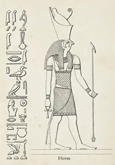 Ancient egyptian hieroglyph of Horus goddess of kingship