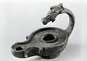 Handle Prints: Ancient Egyptian Horse Head-Shaped Oil Lamp