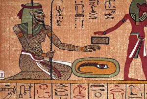 Ancient Egypt Collection: Ancient Egyptian Papyrus, eye of horus and tattooed man