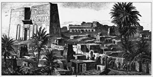 Images Dated 18th April 2016: Ancient Egyptian Ruins of Apollinopolis Magna Engraving