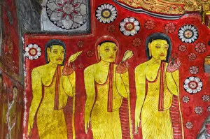 Fresco Wall Paintings Collection: Ancient frescoes on Buddhism at Selawa Cave Temple