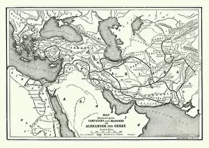 Historical Geopolitical Location Collection: Ancient History - Map of Alexander the Great Campaigns