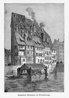 Images Dated 23rd September 2016: Ancient Houses in, Strasburg, Strasbourg, Germany, Circa 1887