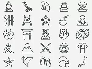 Images Dated 2nd June 2018: Ancient Japan Line Icons