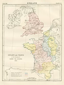 Images Dated 10th April 2018: Ancient map of England and France 1881
