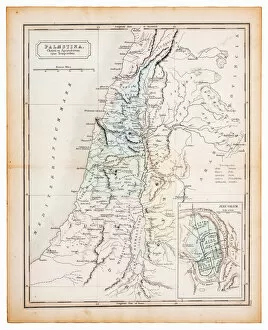 Images Dated 30th April 2018: Ancient map of Palestine 1863