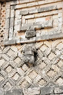 Ancient Mayan Carved Building Facade, Uxmal