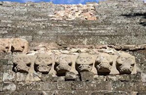Ancient Mayan Skull Carvings on Copan Pyramid