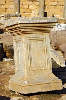Classical Prints: Ancient Roman Pedestal, inscription Genio Coloniae Lepcis Magnae Crescentinae