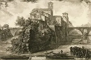 Information Technology Prints: Ancient Rome, Isola Tiberina, the island in the Tiber
