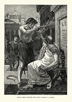 Images Dated 24th November 2015: Ancient Rome - Julius Caesar refusing the Crown