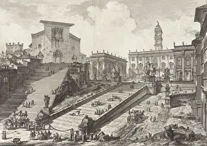 Chiesa Prints: Ancient Rome, Romano Campidoglio con Scalinata che va alla Chiesa d'Araceli