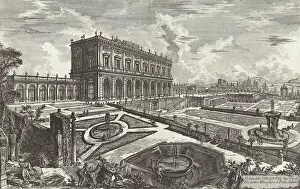 Ancient Rome, Villa Albani near Rome, View of the Villa dell Emo, Alesandro Albani in front of the Porta Salaria, 1770, Italy, Historic, digitally restored reproduction from an original of the period