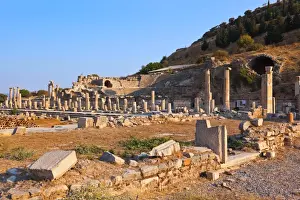 Kusadasi Prints: Ancient ruins in Ephesus Turkey