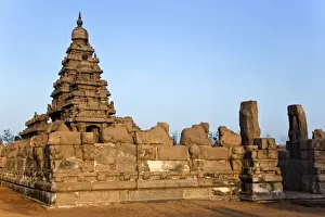 Kanchipuram District Prints: Ancient Shore Temple at Mahabalipuram, Kanchipuram District, Tamil Nadu, India