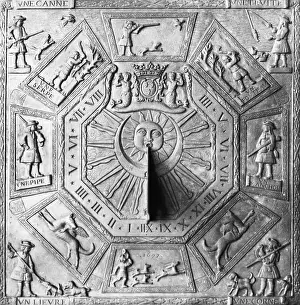 Relief Prints: Ancient Sundial with Hunting Figures