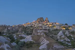 Cone Prints: Ancient town and a castle of Uchisar dug, Cappadocia, Turkey