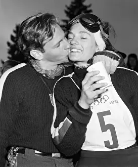 Congratulating Prints: Andrea Mead-Lawrence Gets Kiss from Husband