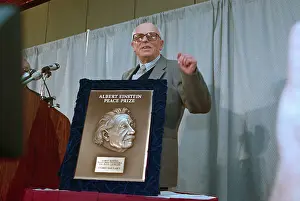 Andrey Sakharov Posing with His Albert Einstein Peace Prize
