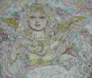 Prints of The angel of the Golden pearl. Found in the collection of © Yumi Sugai, Private collection. (Photo by Fine Art Images/Heritage Images/Getty Images) Celebrate the Season: A Curated Collection of Christmas Art: The angel of the Golden pearl. Artist: Sugai, Yumi