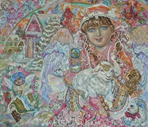 Prints of Angel with Lamb of God. Found in the collection of © Yumi Sugai, Private collection. (Photo by Fine Art Images/Heritage Images/Getty Images) Celebrate the Season: A Curated Collection of Christmas Art: Angel with Lamb of God. Artist: Sugai, Yumi