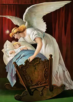 Images Dated 27th August 2019: Angel Whispering to a Sleeping Child