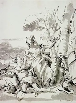 Reclining Prints: Angelica and Medoro by Domenico Tiepolo