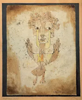 Oil On Paper Prints: Angelus Novus, 1920. Artist: Klee, Paul (1879-1940)