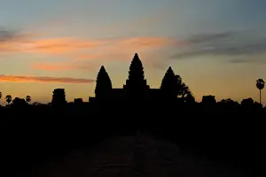 Cambodian Prints: Angkor Temple Silhouette Sunrise Inner Entrance
