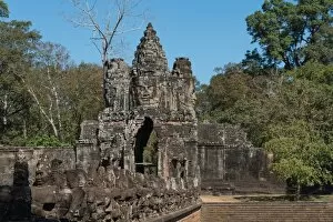Images Dated 23rd December 2015: Angkor Thom South gate and bridge, Bayon Temple, Siem Reap, Cambodia