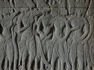 Apsara Prints: Angkor Wat stone carvings depicting apsara dancers, Siem Reap, Cambodia