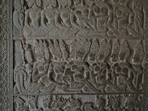 Apsara Prints: Angkor Wat stone carvings depicting apsara dancers, Siem Reap, Cambodia