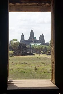 Angkor Wat temple viewed through window