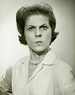Pearl Collection: Angry woman in studio, (B&W), (Portrait)