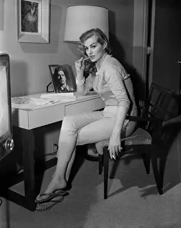 Anita Ekberg Sitting at Table