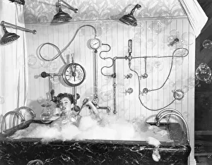 Ann Blyth Bathing In Gadget-Operated Tub