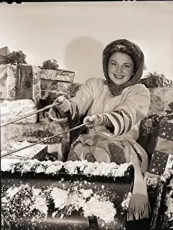 Sleigh Prints: Anne Baxter Riding in Santa's Sleigh