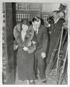 Flemington Prints: Anne Morrow Lindbergh and Lawyer Arriving at Court
