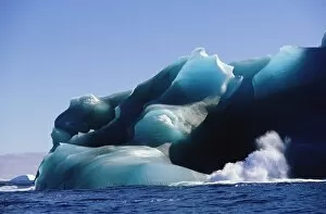 Iceberg Ice Formation Gallery: Antarctic Peninsula, Drake Passage, waves crashing against iceberg