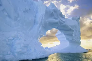 Polar Climate Gallery: Antarctic Peninsula, Drake Passage, iceberg at sea, sunset