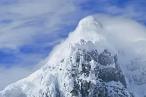 Pinnacle Prints: Antarctica, Palmer Peninsula, peak shrouded in mist near Port Lockroy