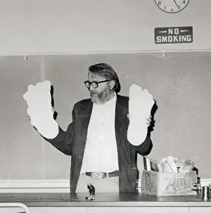 Lecturer Prints: Anthropologist Grover Krantz Holding up Sasquatch Prints