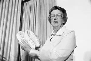 Anthropologist Mary Leakey Holding Footprint Casts