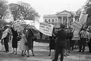 Anti-Castro Demonstrators Picketing