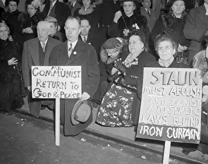 Slovak Prints: Anti-Soviet Protesters Kneel with Signs